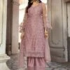 Pink Embroidered Palazzo Style Suit In Net -Riwaayat Store 1012