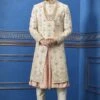 Simple And Elegant Cream Colour Men's Sherwani. -Riwaayat Store 1022292