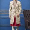 Cream Colour Silk Fabric Men's Sherwani. -Riwaayat Store 1022339