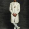 Silk Fabric Mens Wedding Sherwani Cream,Off White Colour. -Riwaayat Store 1022458