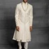 Cream Colour Silk Fabric Indian Groom Sherwani. -Riwaayat Store 1022543
