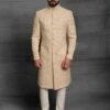 Silk Fabric Wedding Sherwani Golden Colour In Thread,Hand Work. -Riwaayat Store 1022554