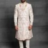 Off White,Peach Colour Silk Fabric Mens Sherwani. -Riwaayat Store 1022573