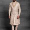 Peach Colour Silk Fabric Mens Sherwani. -Riwaayat Store 1022655