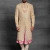 Golden,Pink Colour Silk Fabric Indian Groom Sherwani In Thread,Hand Work. -Riwaayat Store 1022674