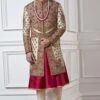Cream,Golden Color Designer Sherwani. -Riwaayat Store 1022831