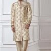 Cream Color Silk Sherwani. -Riwaayat Store 1022909