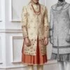 Golden,Cream Color Indian Wedding Sherwani. -Riwaayat Store 1022916
