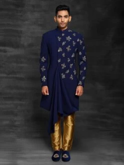 Designer Mens Indowestern Blue Colour In Imported Fabric.