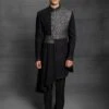 Black Colour Imported Fabric Party Wear Mens Indowestern. -Riwaayat Store 1023259