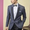 Indian Designer Tuxedo Suit Blue Colour. -Riwaayat Store 1024612