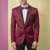 Textured Designer Tuxedo Suit Maroon Colour. -Riwaayat Store 1024614m
