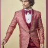 Red Colour Imported Fabric Designer Tuxedo. -Riwaayat Store 1024618