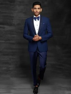 Blue Colour Imported Fabric Designer Men's Suit.