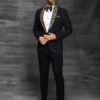 Stylish Designer Tuxedo Suit Black Colour Imported Fabric. -Riwaayat Store 1024651