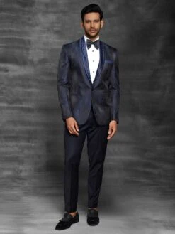 Navy Blue Colour Mens Designer Suit In Imported Fabric.