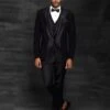 Black Colour Designer Men's Tuxedo Suit In Imported Fabric.