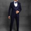 Navy Blue Colour Imported Fabric Designer Groom Suit. -Riwaayat Store 1024659