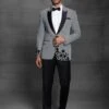 Grey Colour Imported Fabric Designer Tuxedo Suit. -Riwaayat Store 1024704