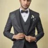 Black Colour Men's Three Piece Suit. -Riwaayat Store 1024965