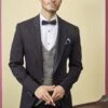 Designer Tuxedo Suit Black Colour. -Riwaayat Store 1024981