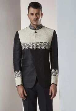 Black Color Designer Jodhpuri Suit.