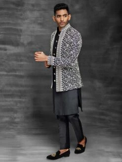 Stylish Designer Jodhpuri Suit Black Colour In Imported Fabric.