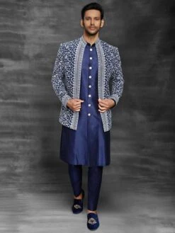 Navy Blue Colour Mens Jodhpuri Suit In Imported Fabric.