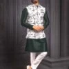 Off White,Black Colour Party Wear Kurta Pajama Jacket. -Riwaayat Store 1032813