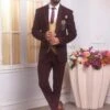 Elegant Wine Colour Imported Fabric Party Wear Mens Suit. -Riwaayat Store 1033535