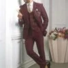 Wine Colour Imported Fabric Party Wear Suit.