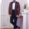 Wine Colour Imported Fabric Designer Mens Tuxedo Suit. -Riwaayat Store 1033805 1
