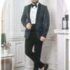 Grey,Black Colour Imported Fabric Mens Tuxedo Suit. -Riwaayat Store 1033828 1