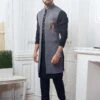 Black,Grey Colour Imported Fabric Mens Designer Kurta Jacket.