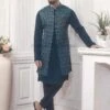 Blue Colour Party Wear Kurta Pajama Jacket In Imported Fabric. -Riwaayat Store 1033911 4