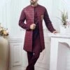 Wine Colour Imported Fabric Party Wear Kurta Jacket. 1 Wine Colour Imported Fabric Party Wear Kurta Jacket. -Riwaayat Store 1033914 4