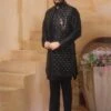 Black Colour Party Wear Kurta Pajama Jacket.