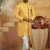 Yellow Colour Imported Fabric Designer Long Kurta Jacket. -Riwaayat Store 1034211 4