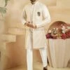 Cream,Off White Colour Imported Fabric Long Kurta Jacket. -Riwaayat Store 1034212 4