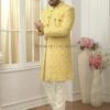 Yellow Colour Imported Fabric Mens Designer Indowestern.