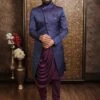 Blue Asymmetric Jacquard Indo Western For Men -Riwaayat Store 15008