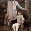 Grey Mirror Work Sherwani With Dhoti Set -Riwaayat Store 15193b