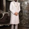 White Silk Groom Sherwani With Mirror Work -Riwaayat Store 15249