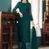 Green Embroidered Straight Cut Georgette Salwar Suit -Riwaayat Store 2021