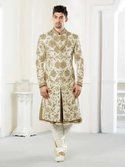 Attractive Cream Colour Sherwani For Wedding