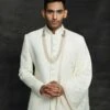 Off White Colour Silk Indian Designer Sherwani. -Riwaayat Store 2438 2