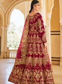 Maroon Bridal Velvet Lehenga Choli In Heavy Embroidery 7 Maroon Bridal Velvet Lehenga Choli In Heavy Embroidery -Riwaayat Store 3010a 2