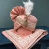 Peach Embroidered Groom Silk Safa With Stole -Riwaayat Store 306 s1