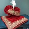 Red Lace Emboidered Safa Set In Velvet -Riwaayat Store 306 v1