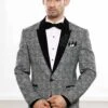 Grey Linen Tuxedo Suit. -Riwaayat Store 4919